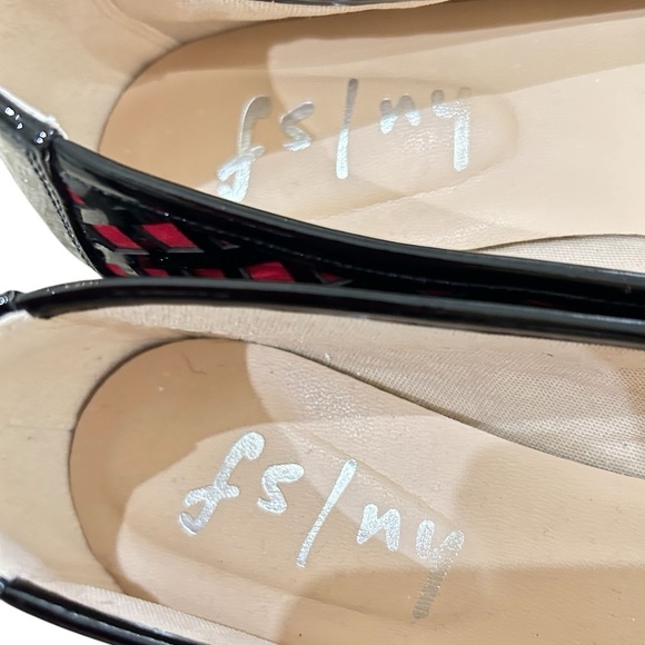 Fs/ny red & black patent laser cut round toe ballet flat shoes size 8 - Picture 9 of 9